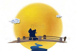 相约七夕浪漫情人节牛郎织女剪影