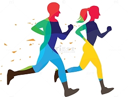 炫彩跑步人物剪影