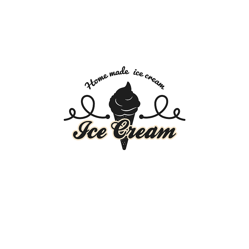 矢量黑色剪影冰淇淋标识