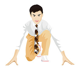 起跑的人校园人物剪影