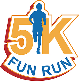 创意黄色5km长跑图形图标设计