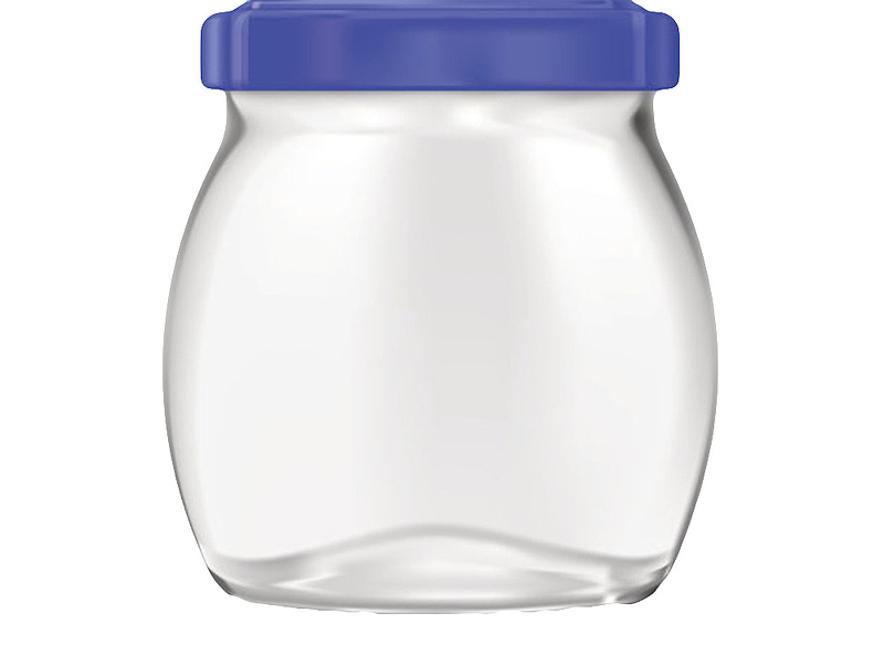 透明玻璃蓝色盖子的广口瓶实物