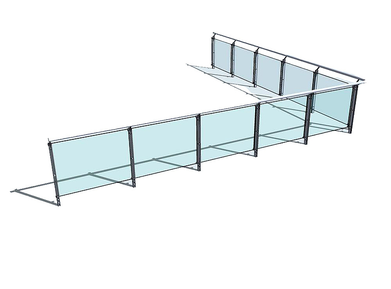 立体广场方形玻璃护栏模型