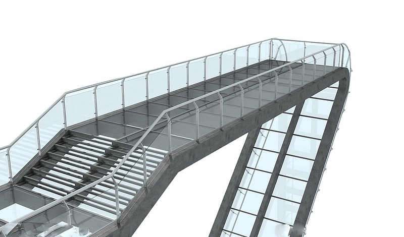 立体天桥钢化玻璃栏杆模型