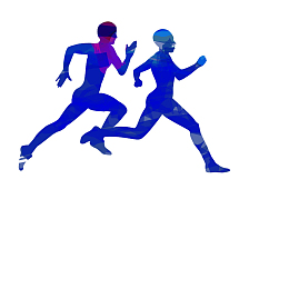 跑步马拉松人物剪影插图