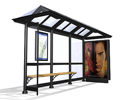 黑色框架玻璃透明公交车站台