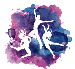 舞蹈演员白色剪影水墨画背景插图