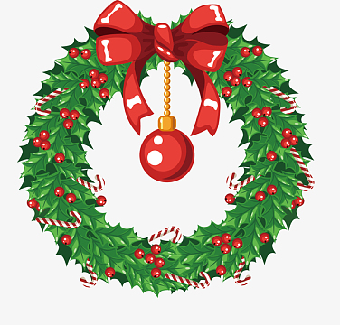 卡通圣诞节花环彩带装饰png手绘松果圣诞节花环aipng水彩叶子花环png