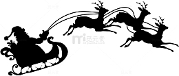 麋鹿圣诞老人黑色剪影素材