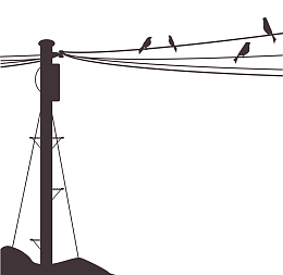 手绘黑色电线杆剪影