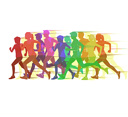 免抠彩色跑步的运动员剪影