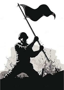 部队PPT士兵黑白剪影插图