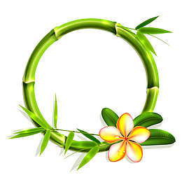 端午节效果元素水墨翠竹花环