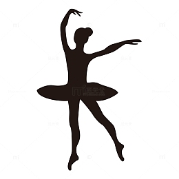 天鹅舞女性舞者转圈剪影矢量