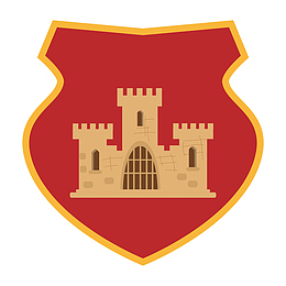城堡图案的勋章卡通图