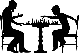 黑色手绘下棋剪影