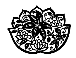 手绘黑白莲花