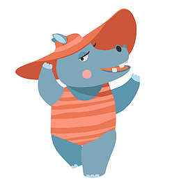 美丽的河马女士矢量图