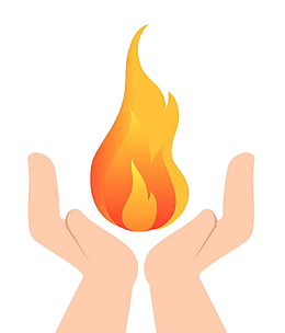 手绘手捧火苗