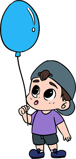 牵着气球的小孩PNG