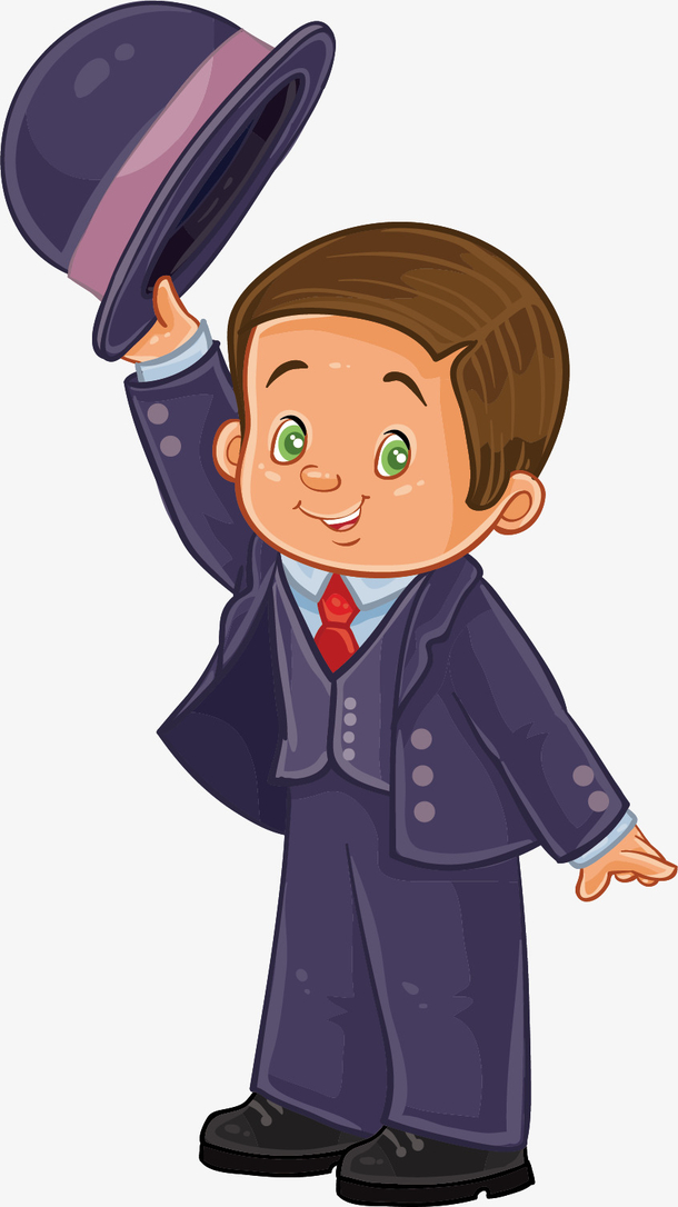 矢量图卡通绅士小男孩