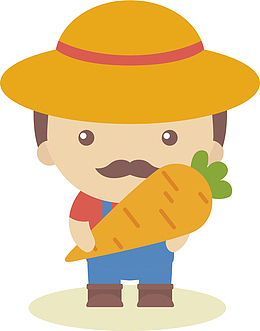 矢量图拿着胡萝卜的农民伯伯