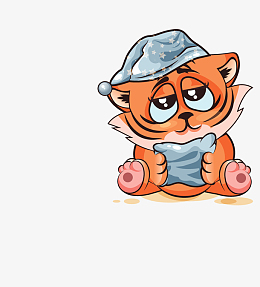 抱着枕头的卡通小老虎