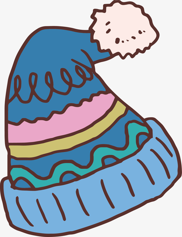 冬季保暖蓝色毛线帽