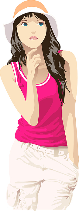 卡通美女女孩