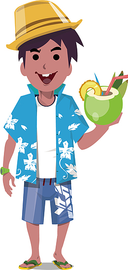 矢量图穿着花衬衫的微笑男士