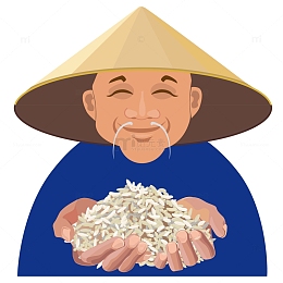 老农民手捧大米插画