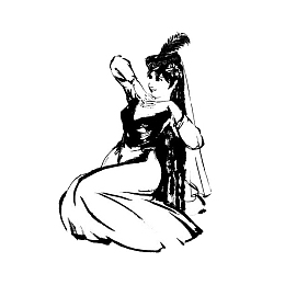 手绘黑色新疆维吾尔族美女