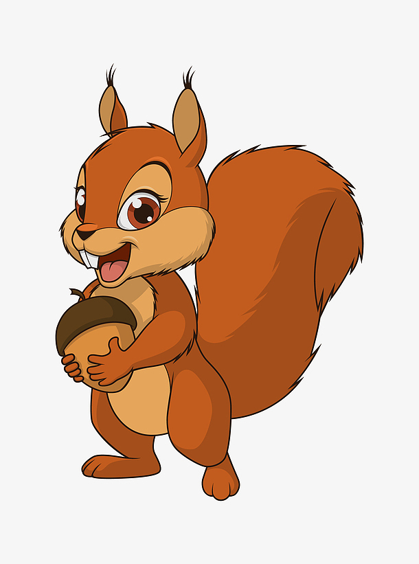 手绘卡通可爱小松鼠