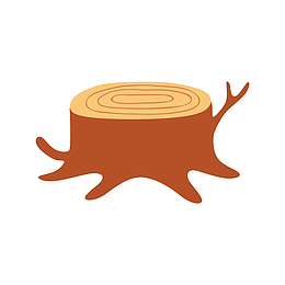 圆形木桩卡通插画