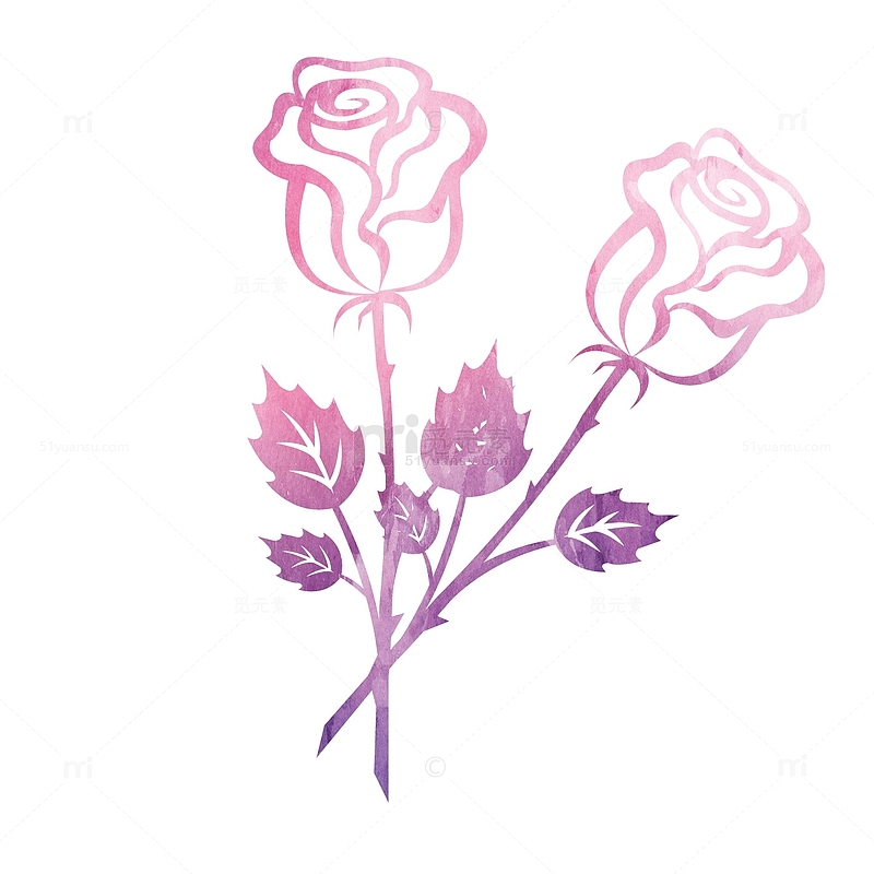 手绘紫色玫瑰设计界