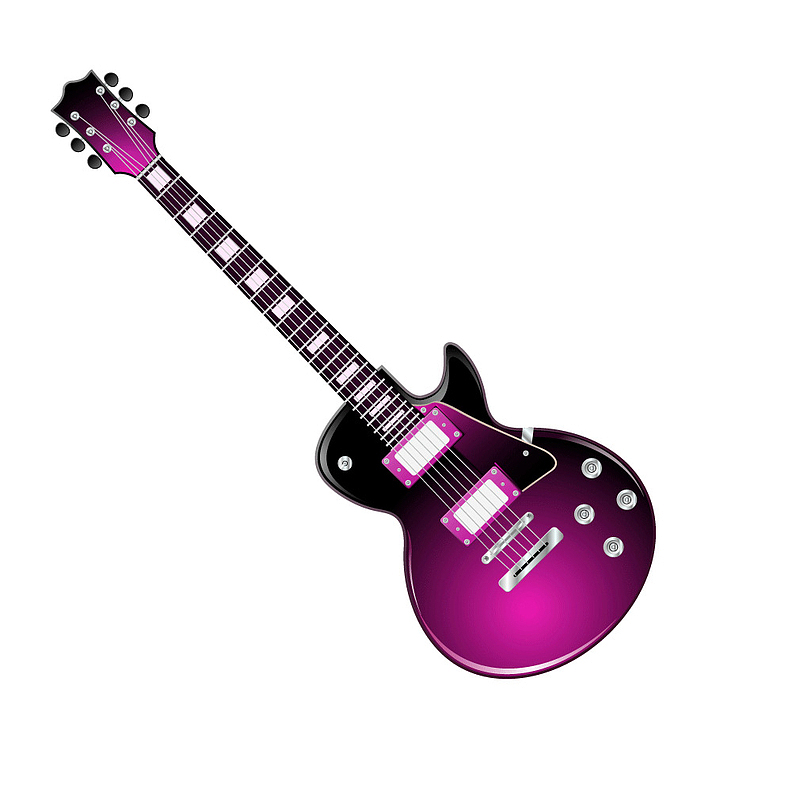 矢量乐器紫黑色渐变质感吉他