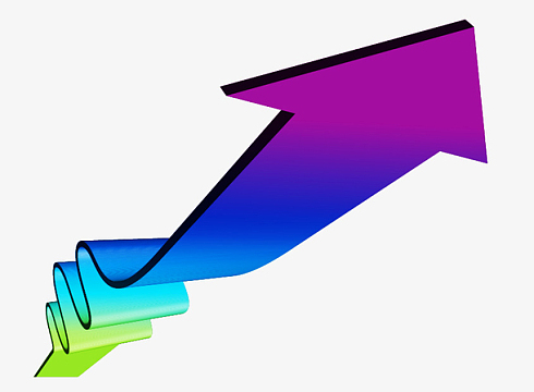 弯曲渐变向上箭头