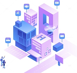 2.5D商务办公大楼矢量插画