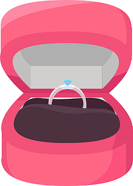 手绘红色盒子戒指