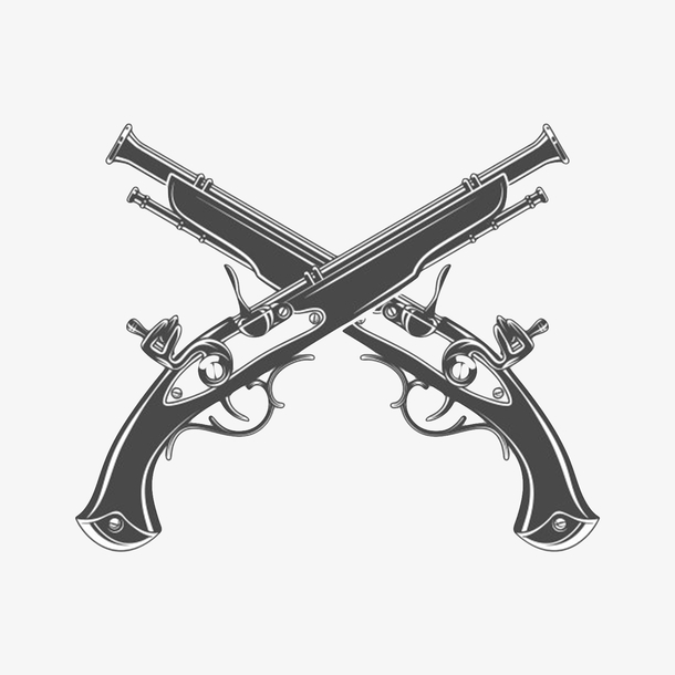 黑色危险武器手枪卡通手绘