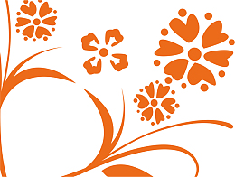 橙色花草花纹