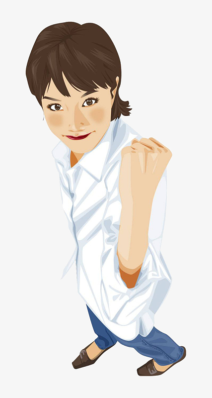 海报设计png简约风格3d小人加油打气装饰矢png卡通手绘动漫人物加油吧