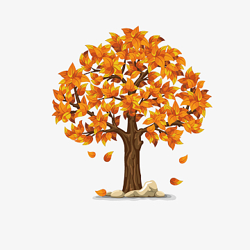 手绘卡通秋天黄色大树
