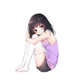 双手抱膝蜷缩的女孩