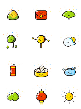 端午节mbe风格主题图标