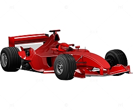 手绘卡通红色卡丁车