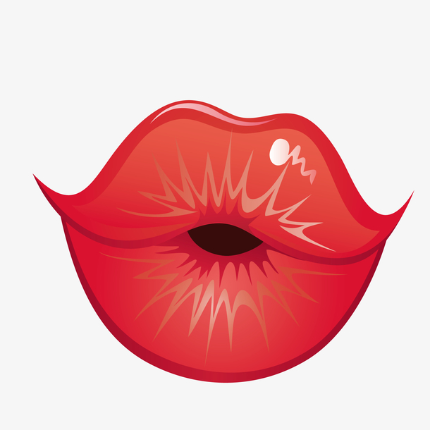 卡通手绘红色的嘴唇