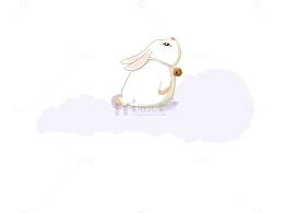 中秋节玉兔手绘卡通