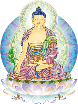 卡通手绘药师琉璃如来