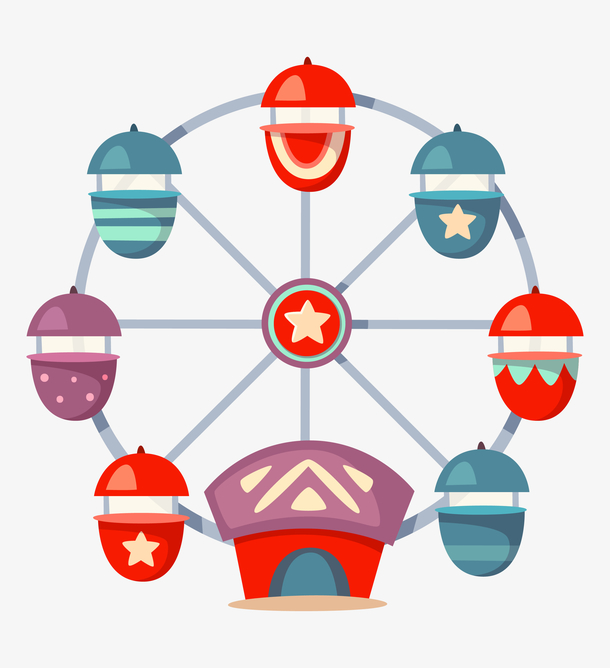 手绘卡通游乐场摩天轮